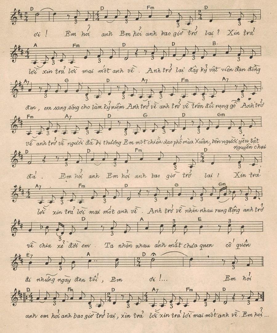 Sheet nhạc Kỷ Vật Cho Em 2